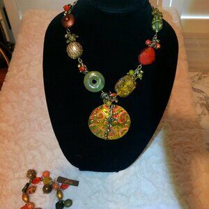 Multi-Strand Layered Necklace Multicolor Bead Necklace Bracelet (385)